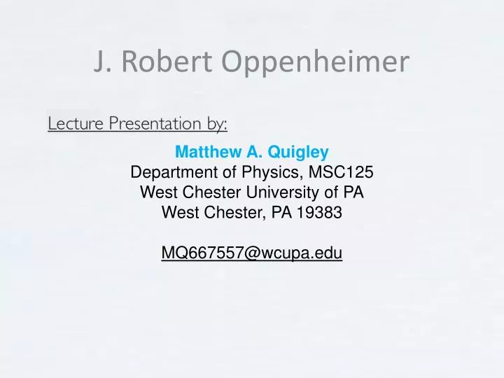 j robert oppenheimer