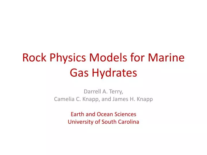 rock physics models for marine gas hydrates