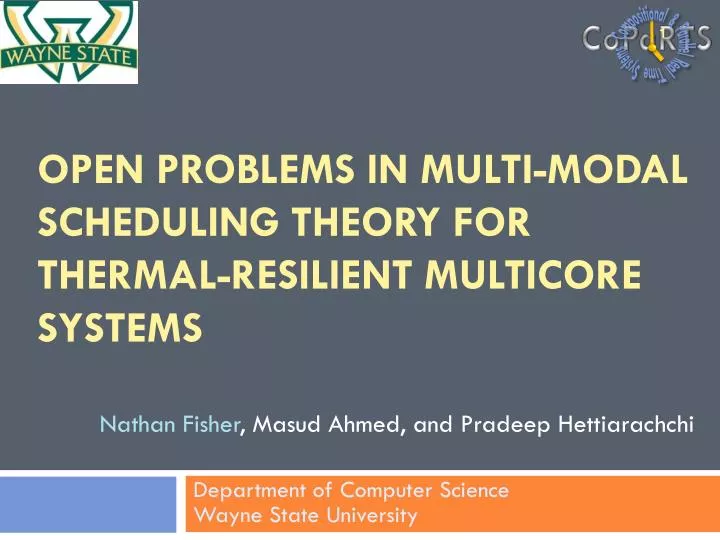 open problems in multi modal scheduling theory for thermal resilient multicore systems