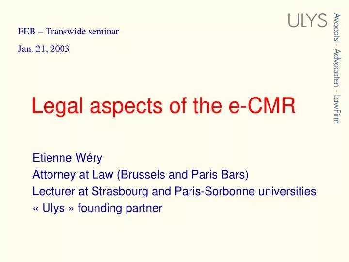 legal aspects of the e cmr