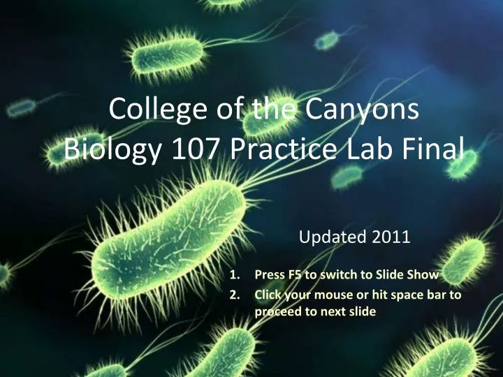 college of the canyons biology 107 practice lab final