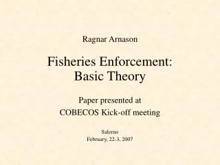 Fisheries Enforcement: Basic Theory