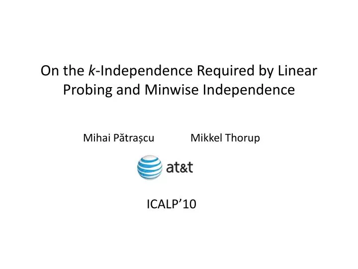 on the k independence required by linear probing and minwise independence