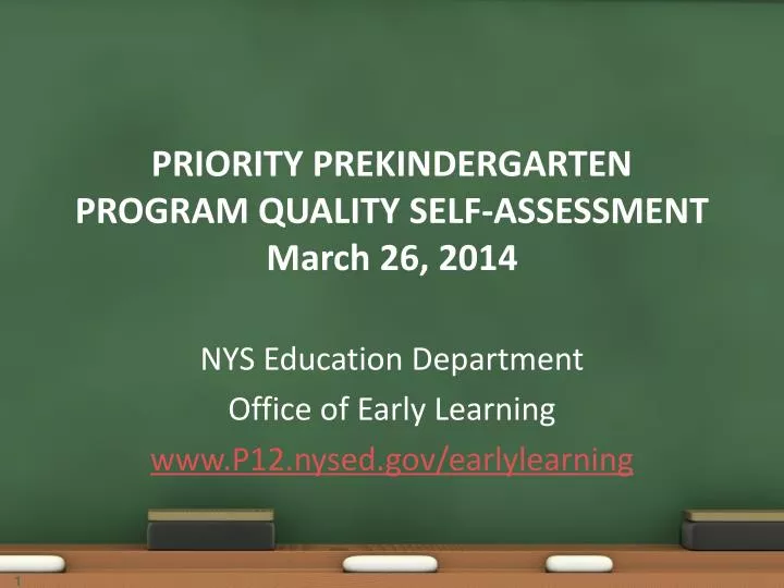 priority prekindergarten program quality self assessment march 26 2014