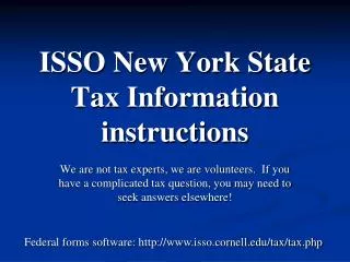 ISSO New York State Tax Information instructions