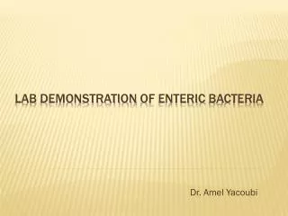 Lab Demonstration of Enteric Bacteria