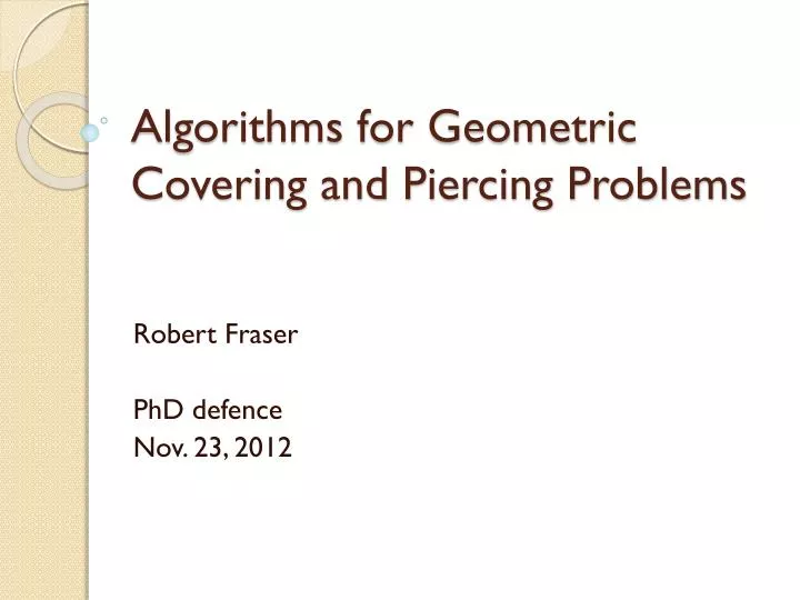 algorithms for geometric covering and piercing problems