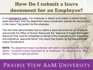 How Do I submit a leave document for an Employee?
