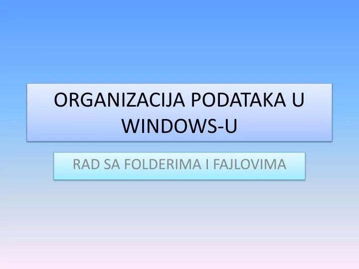 organizacija podataka u windows u