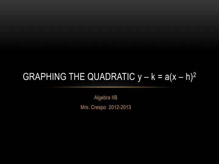 graphing the quadratic y k a x h 2