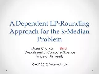 A Dependent LP-Rounding Approach for the k-Median Problem