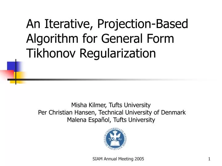 an iterative projection based algorithm for general form tikhonov regularization