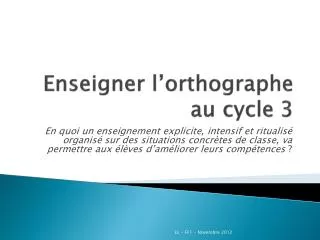 enseigner l orthographe au cycle 3