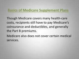 Basics of Medicare Supplement Plans