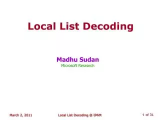 Local List Decoding