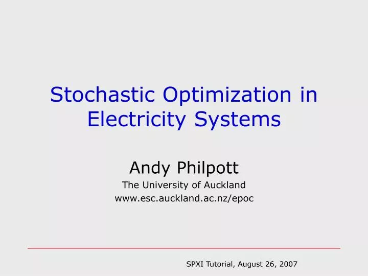 stochastic optimization in electricity systems