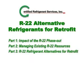 R-22 Alternative Refrigerants for Retrofit