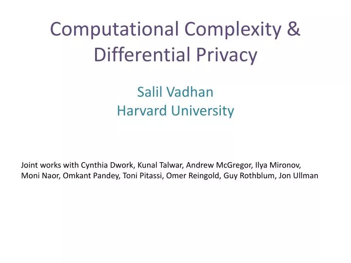 computational complexity differential privacy