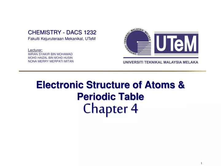 electronic structure of atoms periodic table