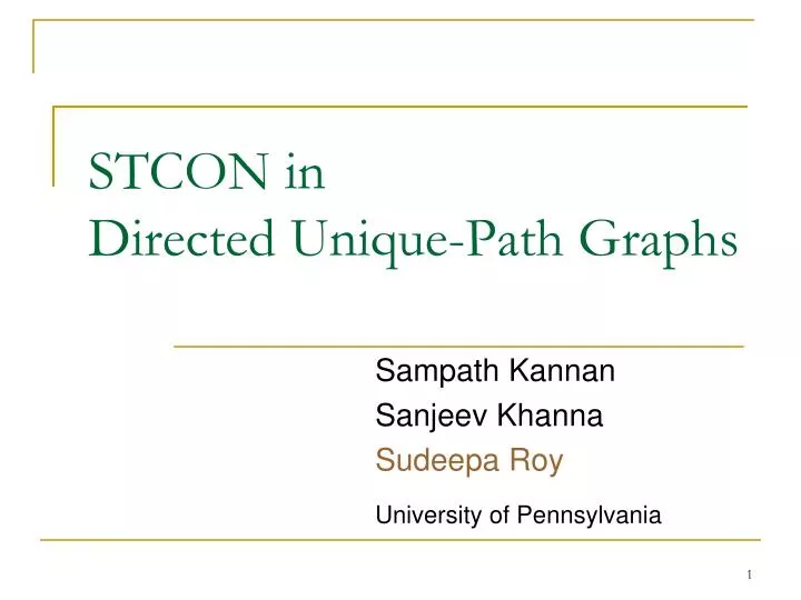 stcon in directed unique path graphs