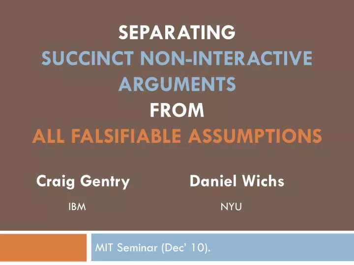 separating succinct non interactive arguments from all falsifiable assumptions