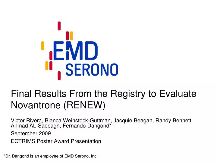 final results from the registry to evaluate novantrone renew