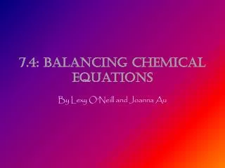 7.4: Balancing Chemical Equations