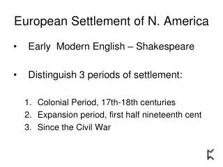 European Settlement of N. America
