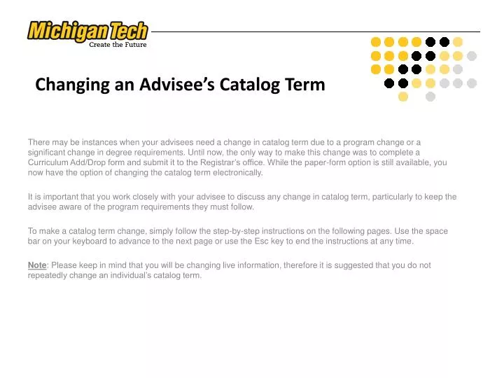 changing an advisee s catalog term