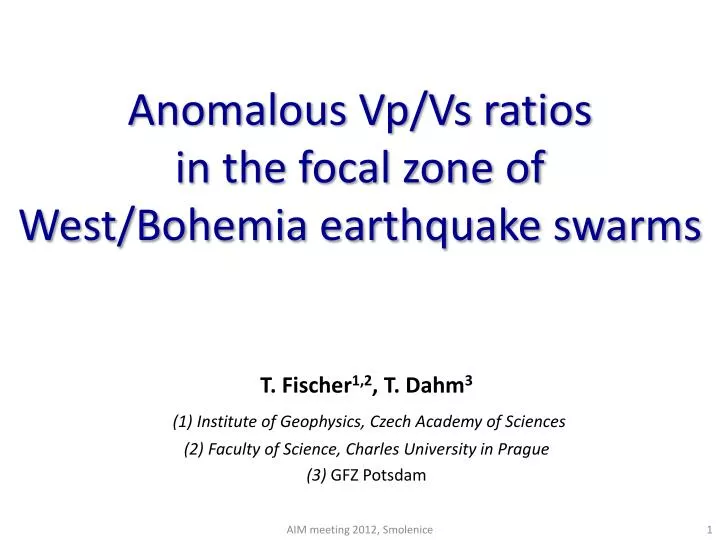 anomalous vp vs ratios in the focal zone of west bohemia earthquake swarms