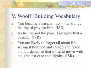 V. Woolf: Building Vocabulary