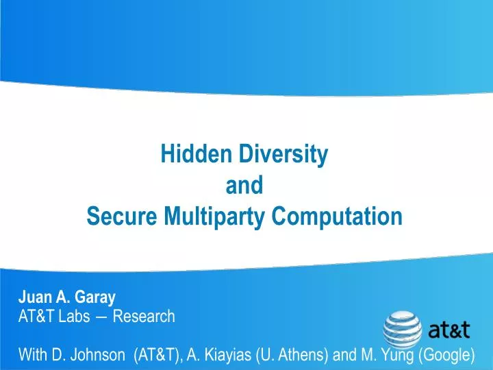 hidden diversity and secure multiparty computation