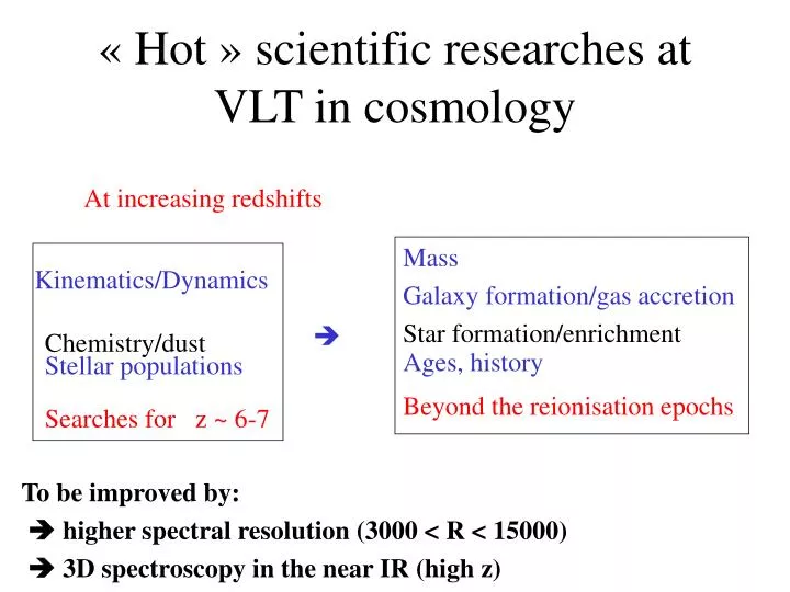 hot scientific researches at vlt in cosmology