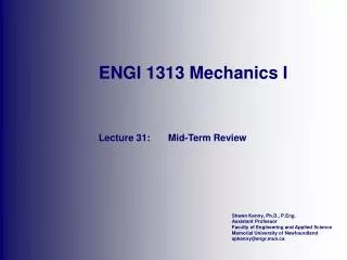 ENGI 1313 Mechanics I