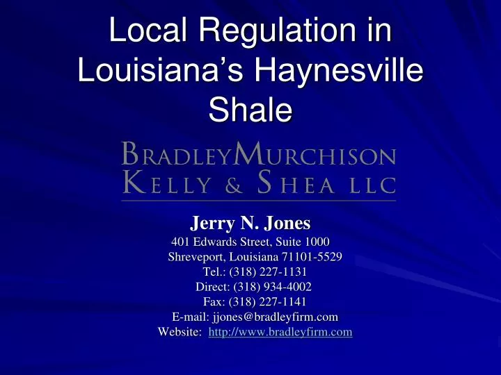 local regulation in louisiana s haynesville shale