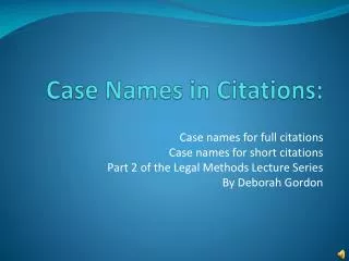 Case Names in Citations: