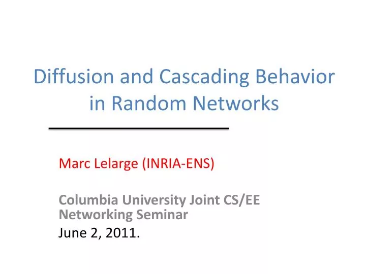diffusion and cascading behavior in random networks