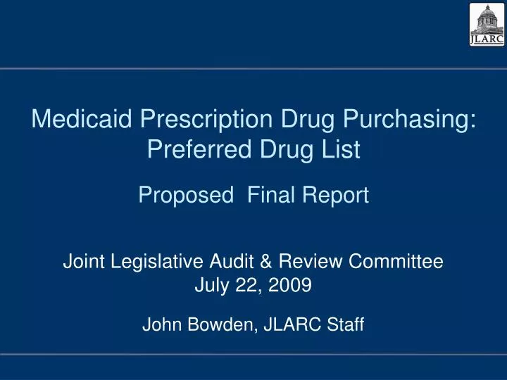 medicaid prescription drug purchasing preferred drug list proposed final report