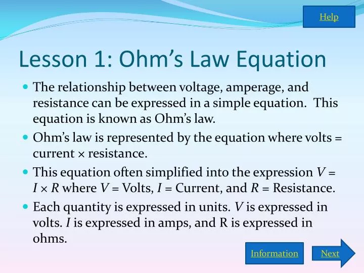 lesson 1 ohm s law equation