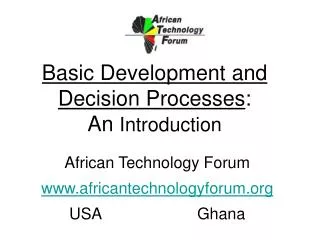 Basic Development and Decision Processes : An Introduction