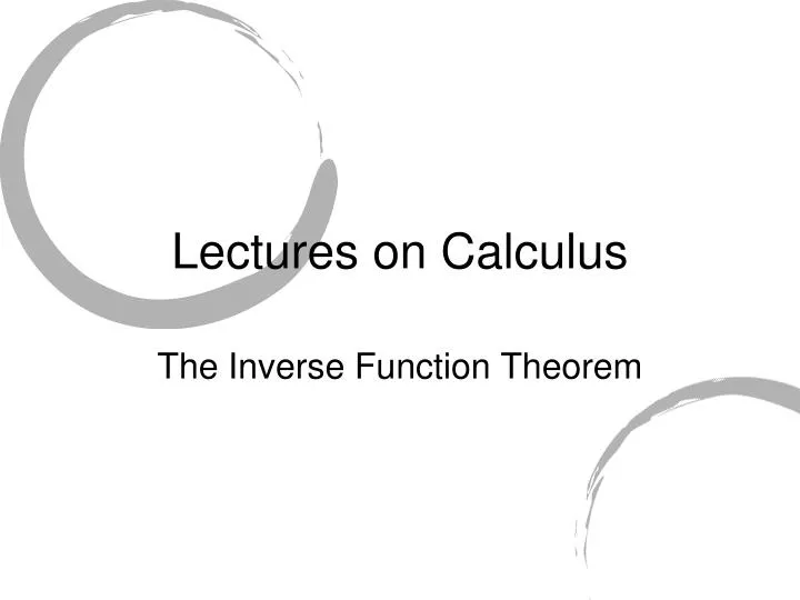 lectures on calculus
