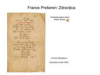 France Prešeren: Zdravljica