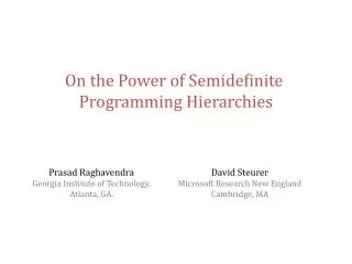 On the Power of Semidefinite Programming Hierarchies
