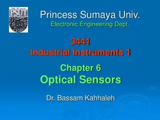 3441 Industrial Instruments 1 Chapter 6 Optical Sensors