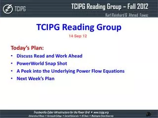 TCIPG Reading Group
