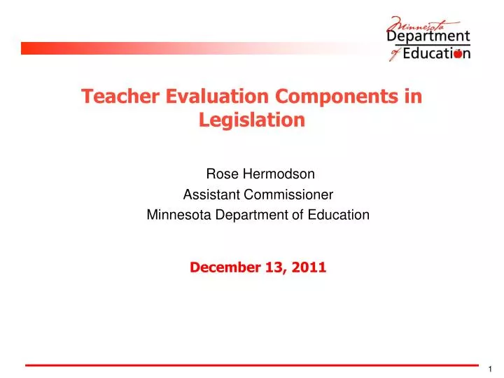teacher evaluation components in legislation