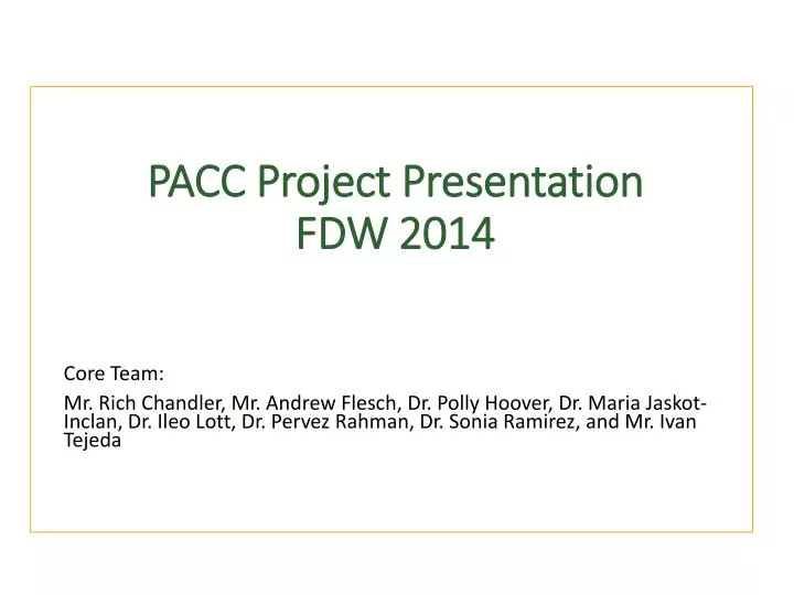 pacc project presentation fdw 2014