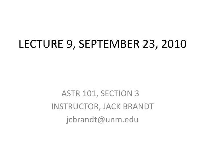 lecture 9 september 23 2010