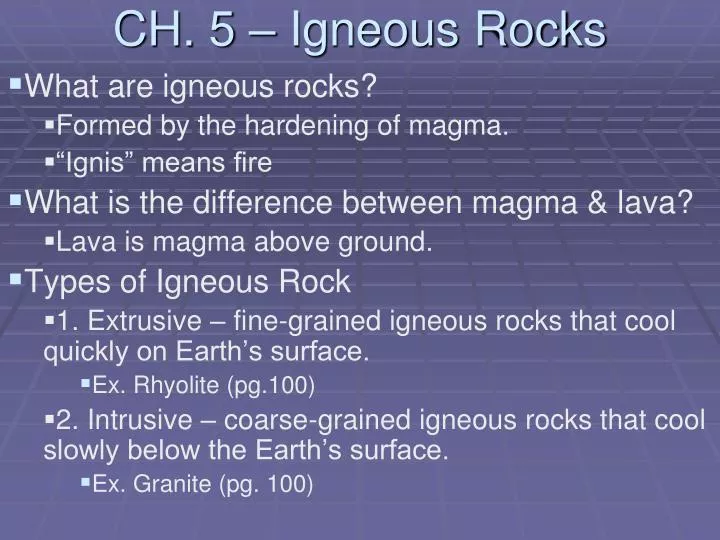 ch 5 igneous rocks