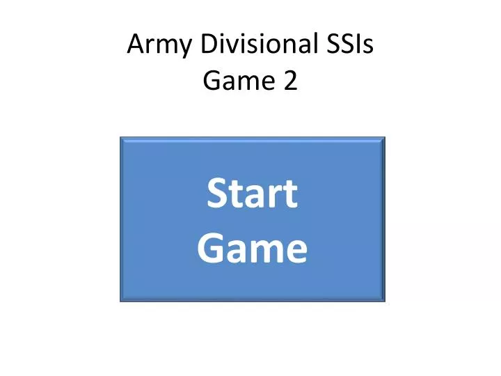 army divisional ssis game 2